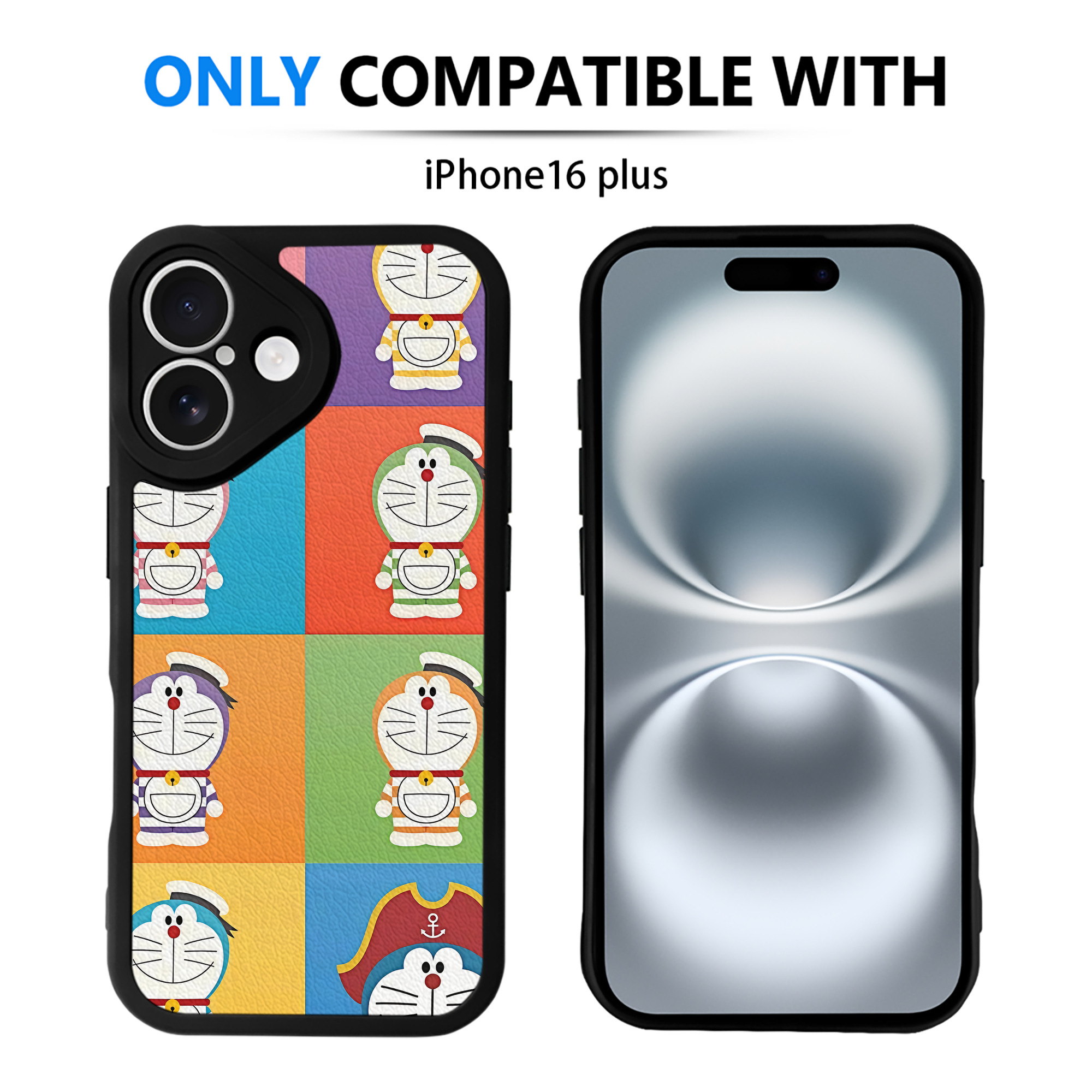 （画像用） ドラえもん Doraemon 【iPhone 16シリーズ対応】シリコンスマホケース（レザー調） 材質：シリコン